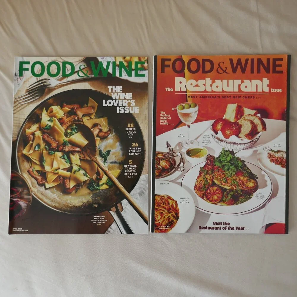 2 Food and Wine magazines